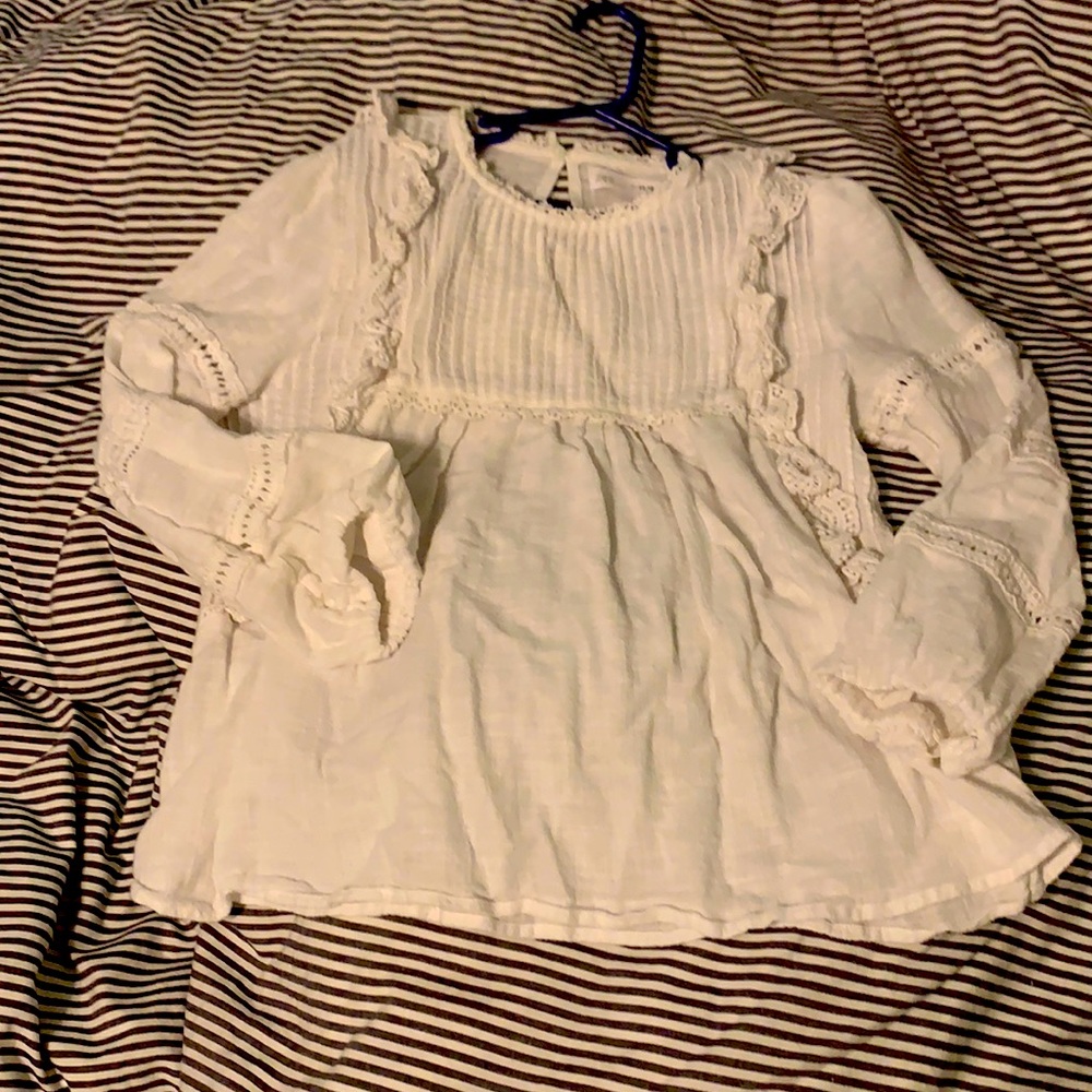 White Zara ruffle top